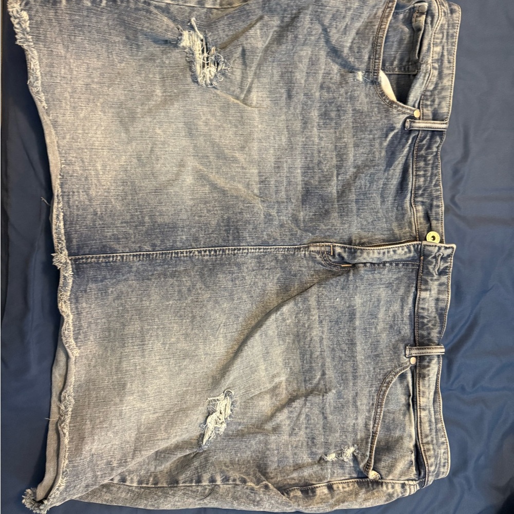 Torrid Blue Distressed Denim Mini Skirt